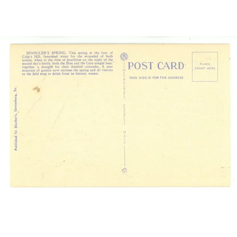 Vintage‎ Postcard Gettysburg Pennsylvania War Memorial Tribute Spanglers Spring